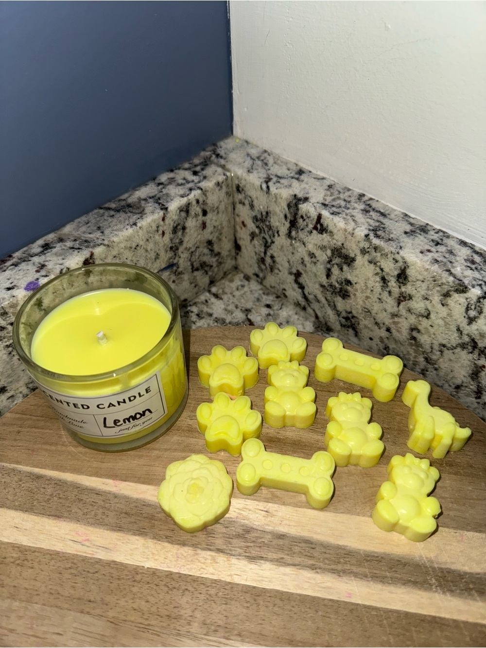 Lemon Scented Yellow Candle and Wax Shapes - Home Accents